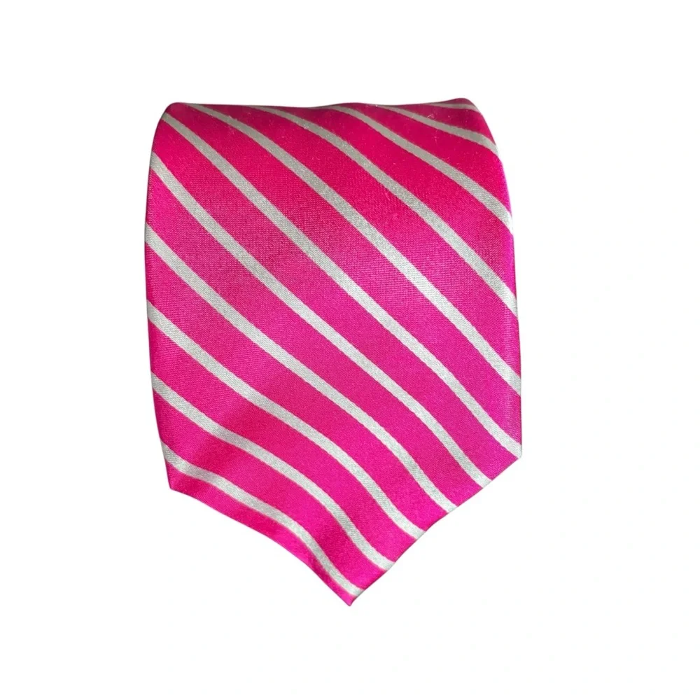 Men's US Polo Assn. Pink & Silver Striped 100% Silk‎ Tie 60